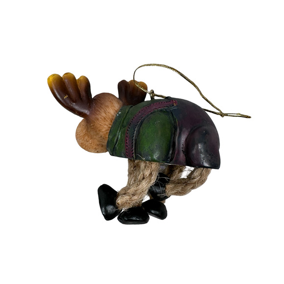 Vintage Abbott Collection Moose Christmas Ornament Dangling Rope Legs Resin - Picture 2 of 6